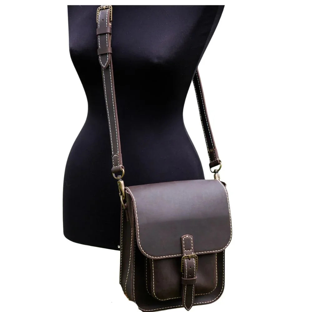 Handcrafted Men’s Brown Leather Crossbody Bag