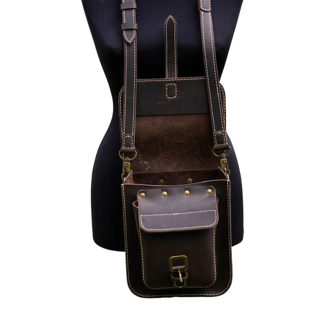 Handcrafted Men’s Brown Leather Crossbody Bag