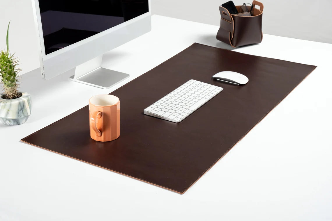 Handmade Brown Leather Desk Pad