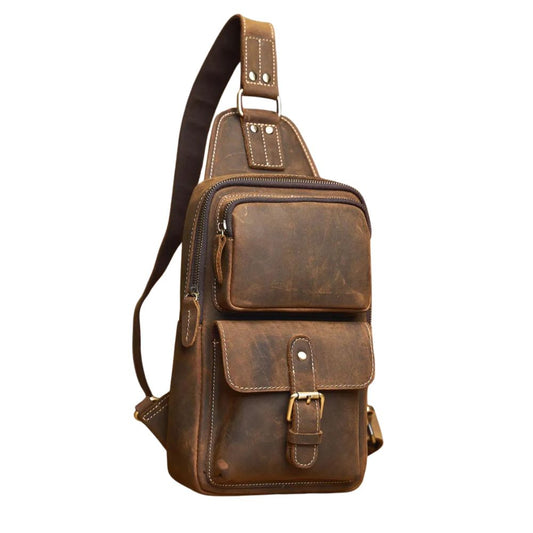 Handmade Full-Grain Leather Crossbody Bag with Adjustable Strap