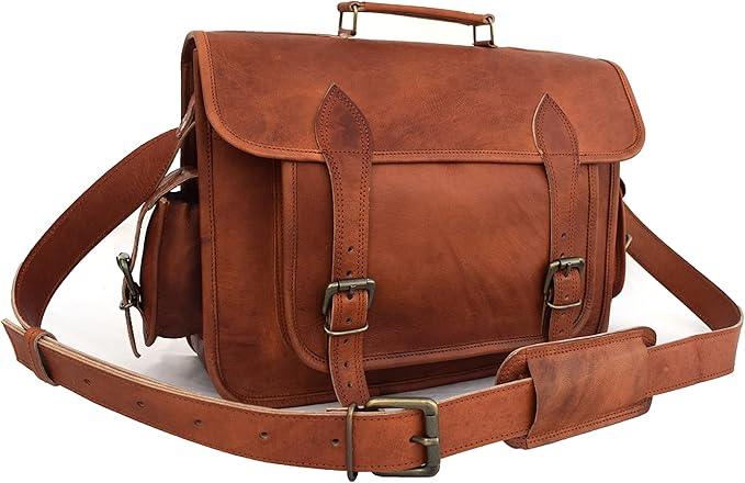 Handmade Vintage Leather DSLR Camera Bag – Brown Messenger Satchel, Removable Crossbody
