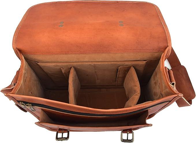 Handmade Vintage Leather DSLR Camera Bag – Brown Messenger Satchel, Removable Crossbody