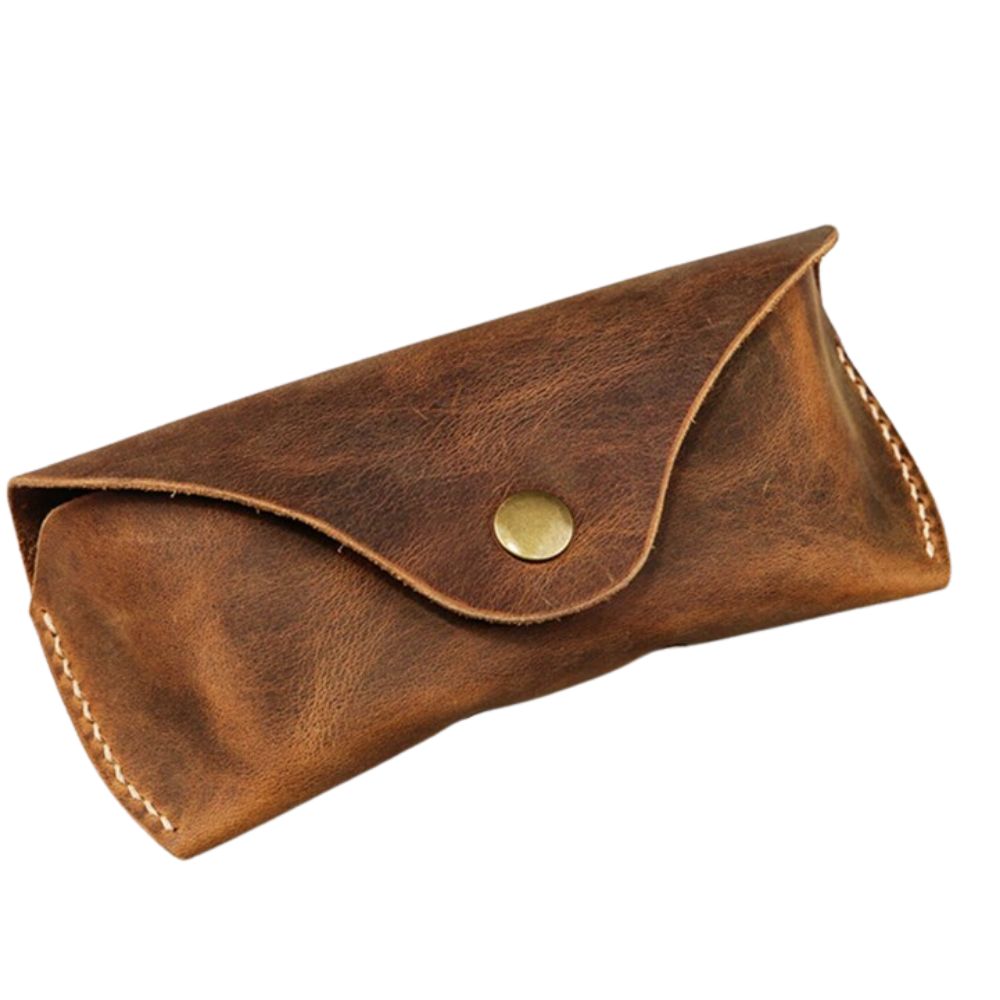 Handmade Vintage Slim Leather Sunglasses Case – Brown