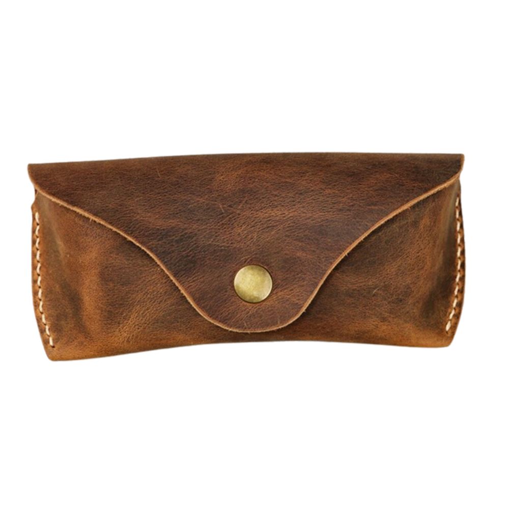 Handmade Vintage Slim Leather Sunglasses Case – Brown