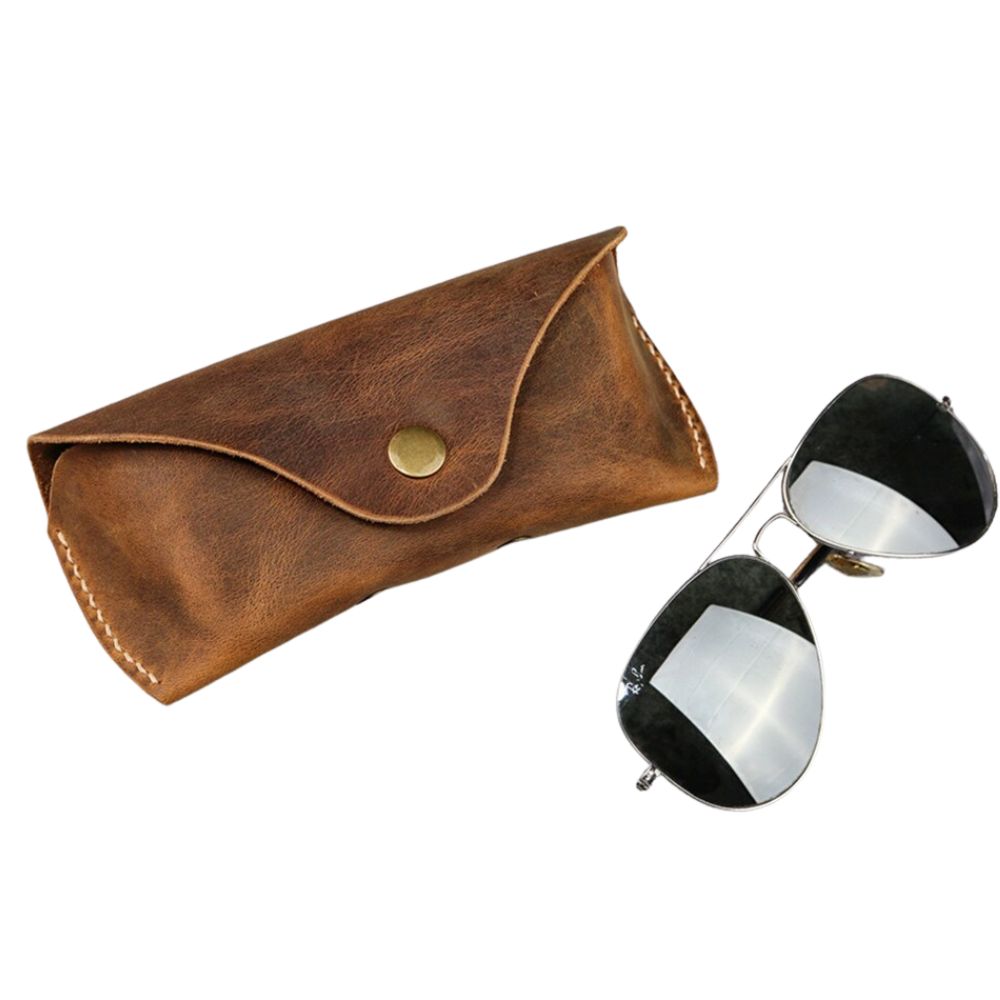 Handmade Vintage Slim Leather Sunglasses Case – Brown