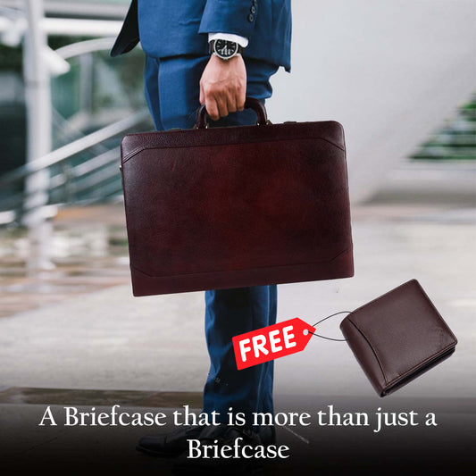 Leather Brown Briefcase Attaché Office Bag