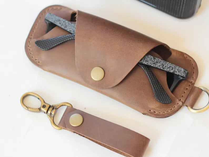 Genuine Leather Sunglasses Pouch with Clip