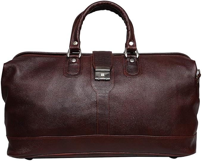 Men’s 22-Inch Genuine Brown Leather Travel Bag
