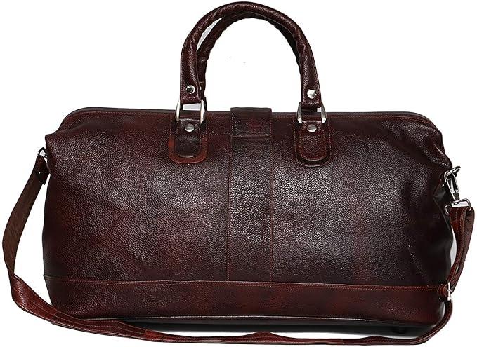Men’s 22-Inch Genuine Brown Leather Travel Bag