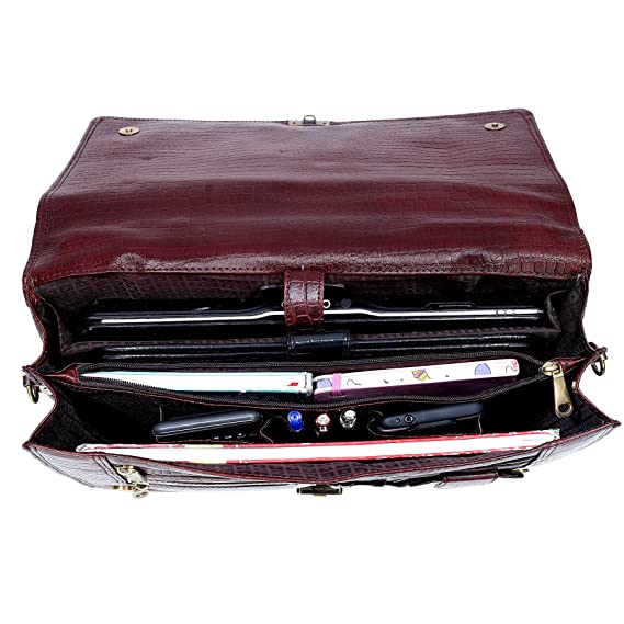 Men’s Genuine Croc Brown Leather Laptop Messenger Bag