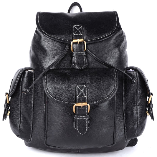 Men's Stylish Black Leather Backpack