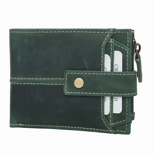 Men’s Bi-Fold Hunter Leather Wallet – Green
