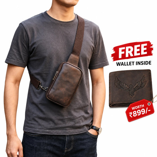 Men’s Genuine Leather Chest Crossbody Bag
