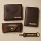 Personalized Leather Gift Combo Set for Men Wallet Passport Cover Keychain