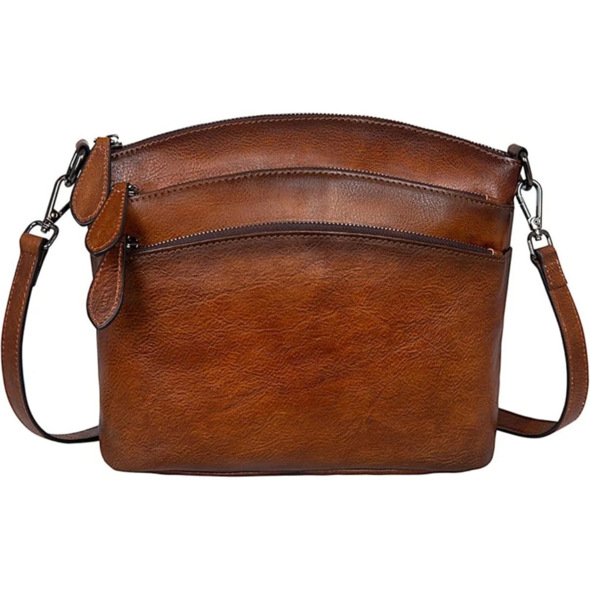 Trendy Vintage Leather Crossbody Bags for Women with Multiple Pockets