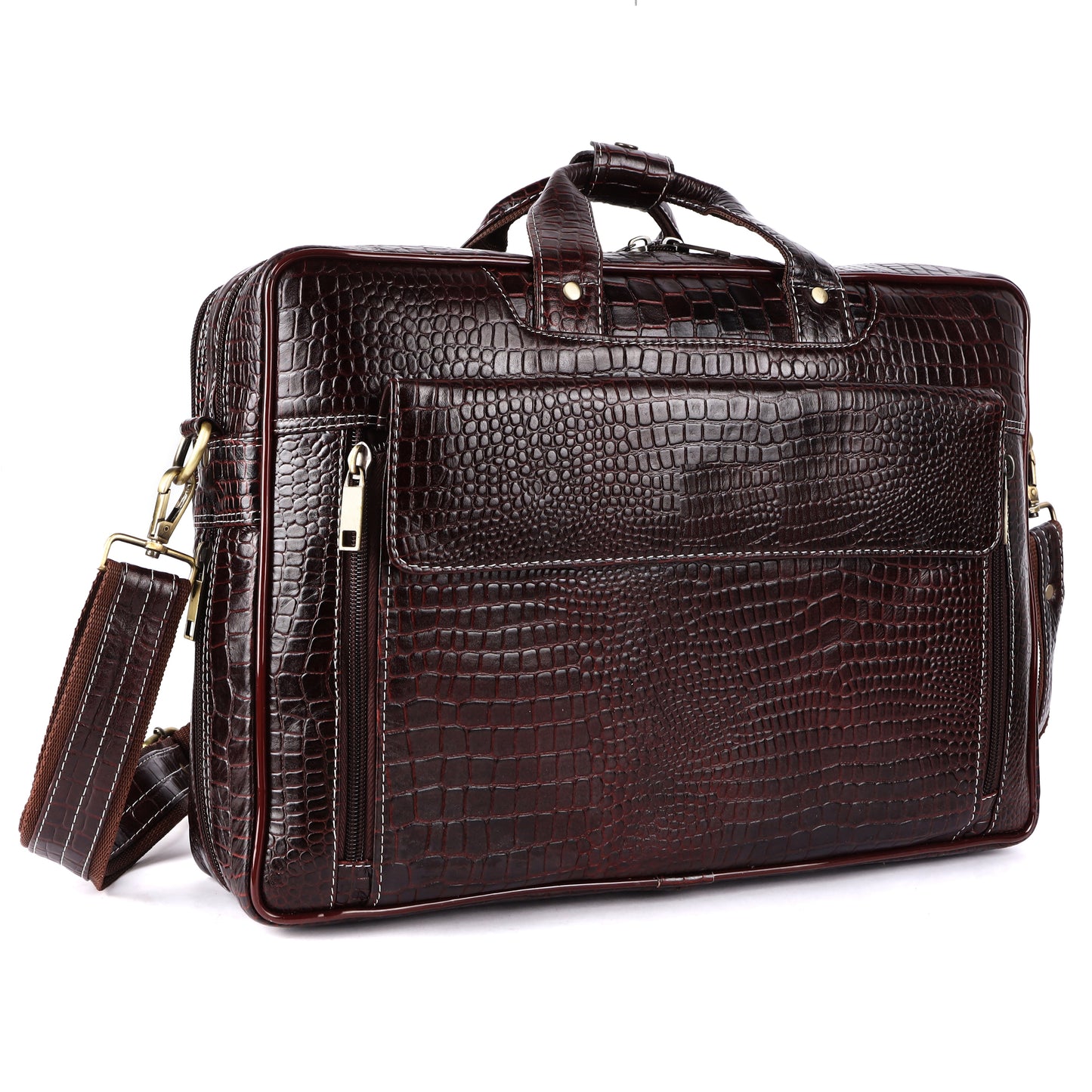 Vintage Brown Leather Briefcase Shoulder Bag