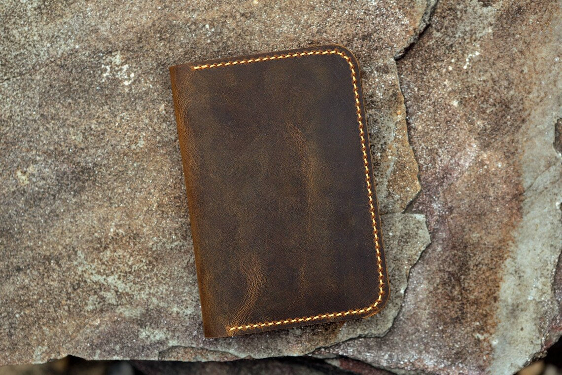 Vintage Buff Leather Passport Case