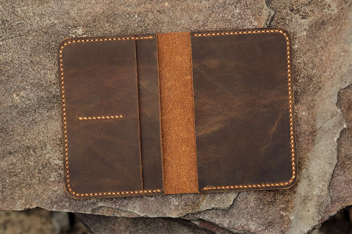 Vintage Buff Leather Passport Case