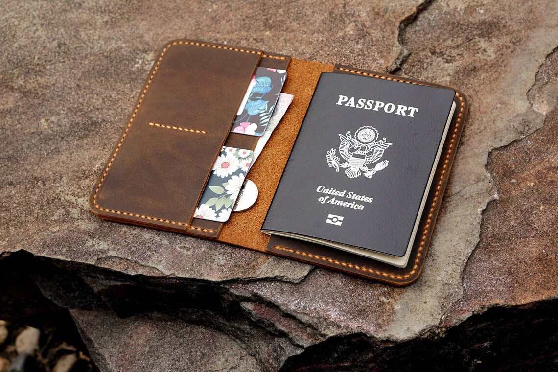 Vintage Buff Leather Passport Case