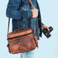 Vintage Leather Camera Bag – DSLR Shoulder Messenger Satchel