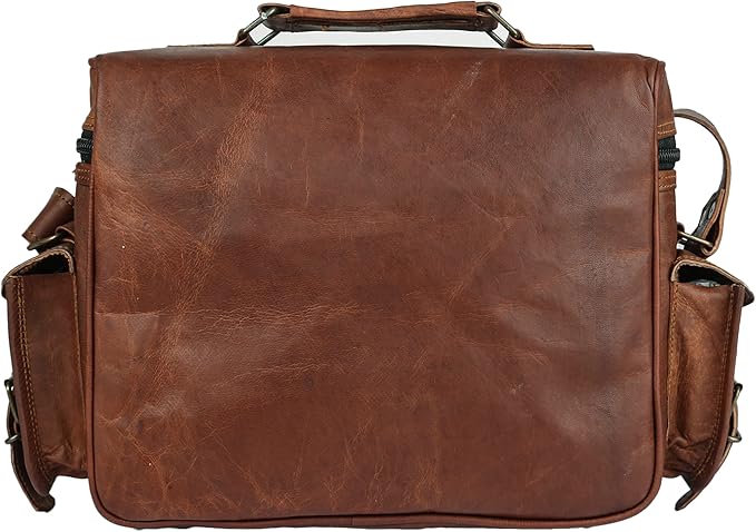 Vintage Leather Camera Messenger Bag – DSLR Shoulder Satchel for Canon