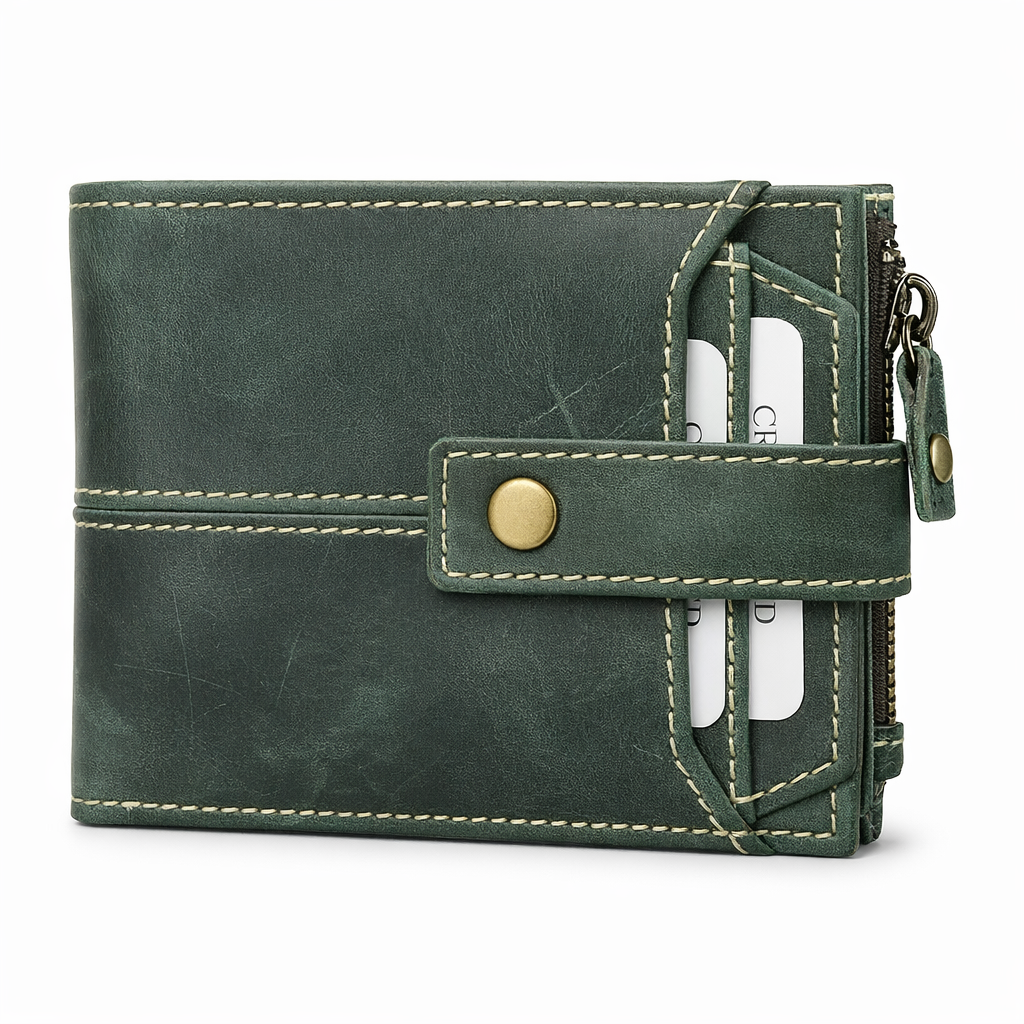 Men’s Bi-Fold Hunter Leather Wallet – Green