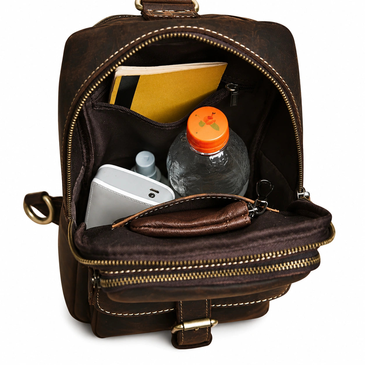 Handmade Full-Grain Leather Crossbody Bag with Adjustable Strap