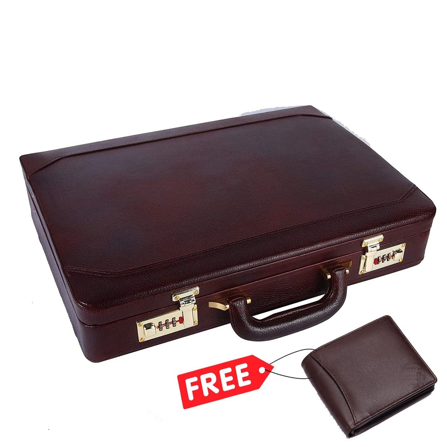 LEATHER BROWN BRIEFCASE ATTACHE OFFICE BAG