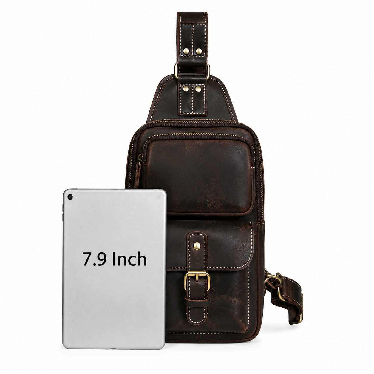Handmade Full-Grain Leather Crossbody Bag with Adjustable Strap