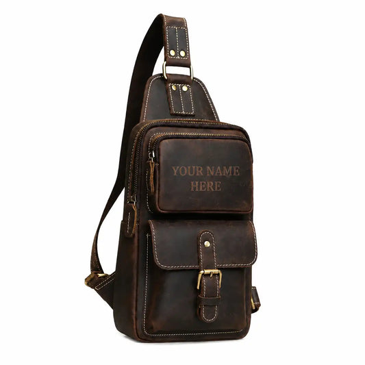 Handmade Full-Grain Leather Crossbody Bag with Adjustable Strap