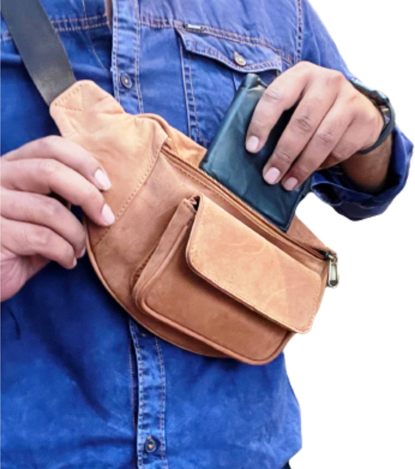 Genuine Leather Fanny Pack Travel Pouch