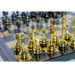 Brass Chessboard Set with Brass Chess Pieces