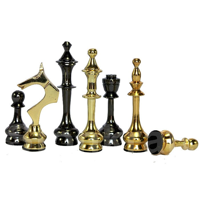 Brass Chessboard Set with Brass Chess Pieces