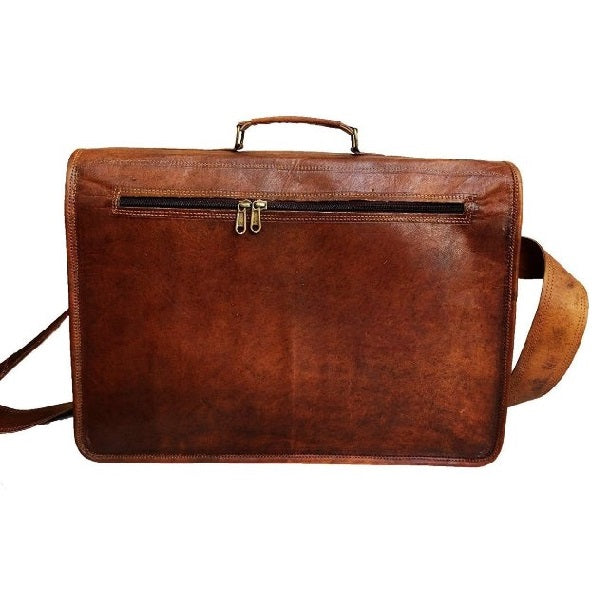 Classic Leather Messenger Briefcase Bag