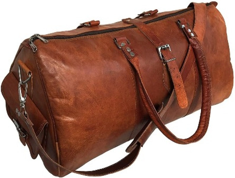 Classy Leather Duffle Gym Overnight Bag 