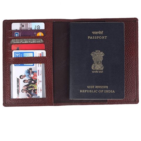 Genuine Brown Leather Unisex Passport Holder