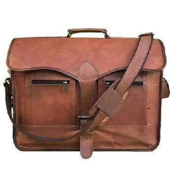 Genuine Vintage Leather Messenger Bag For Office