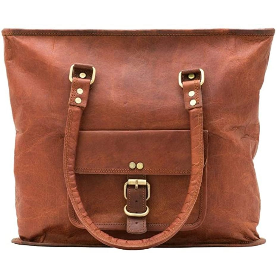 Handmade Leather Unisex Shoulder Tote Bag