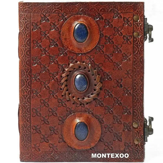 Handmade Vintage Brown Diary Three Stone Blue 