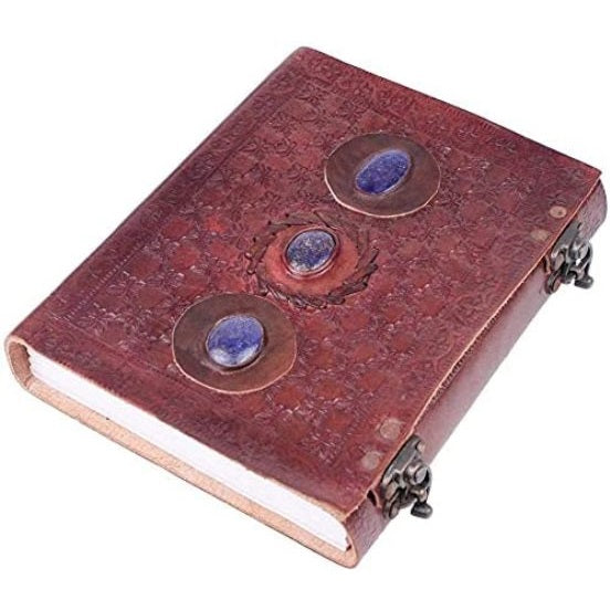 Handmade Vintage Brown Diary Three Stone Blue 