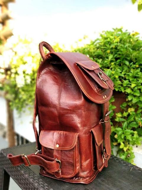 Leather Backpack Travel Bag For Men's