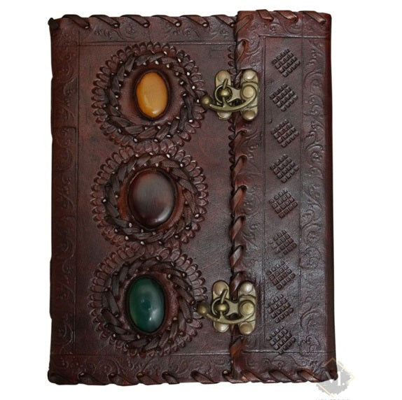 Leather Double Lock Three Stone Journal