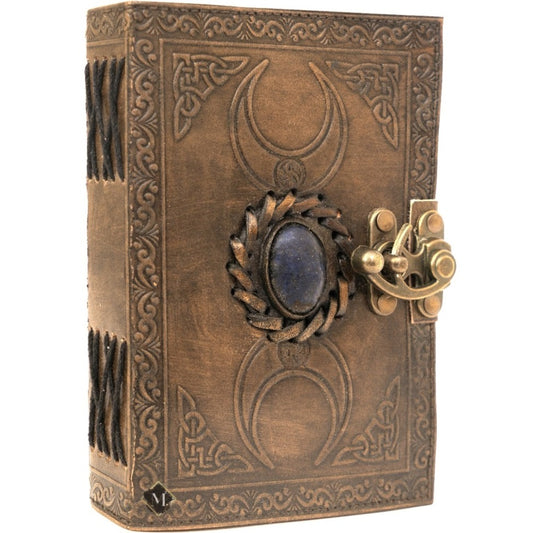 Leather Double Moon with Blue Stone Journal