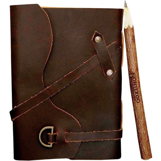 Leather Journal Writing Bound Journal With Pencil