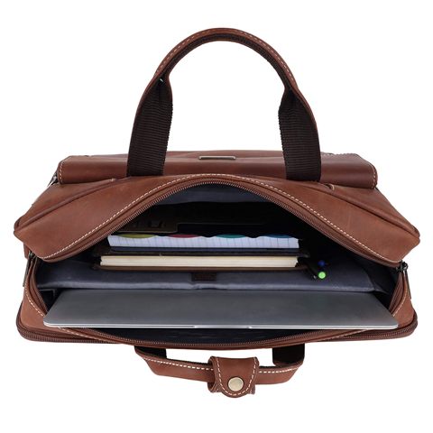 Leather Laptop Bag With Expandable Features
