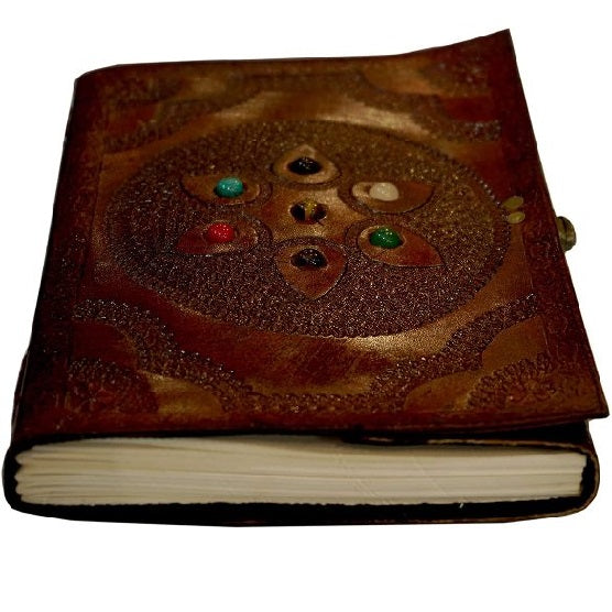Leather Large Chakra Stone Journal Notebook