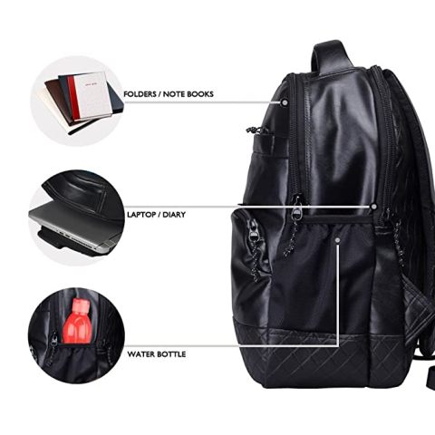 Leather Luxury Black Laptop Backpack Bag