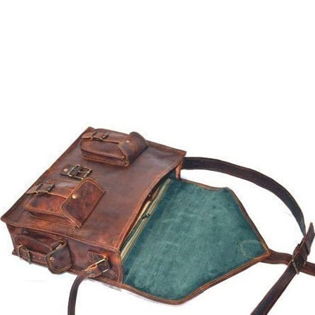 Leather Messenger Briefcase Crossbody Bag