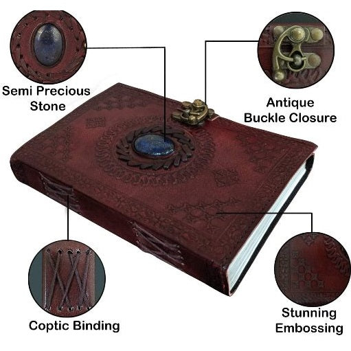 Leather Semi-Precious Stone With Bound Journal