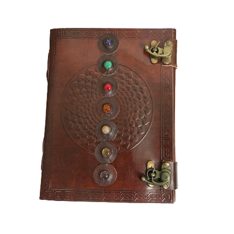Leather Seven Stone Chakra Journal